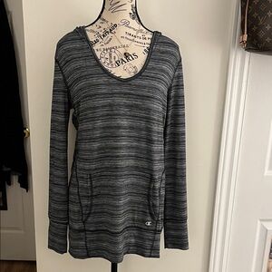 😃Champion Women's Striped Gray Long Sleeve Hoodie